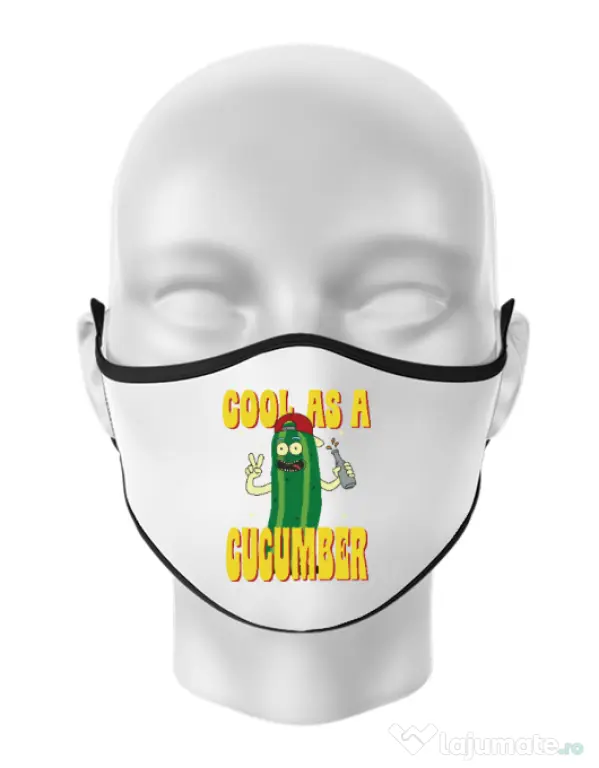 Masca personalizata reutilizabila Cool as cucumber Alb