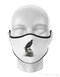 Masca personalizata reutilizabila Crow skull Alb
