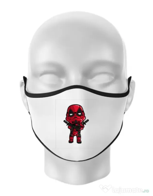 Masca personalizata reutilizabila Deadtrooper Alb
