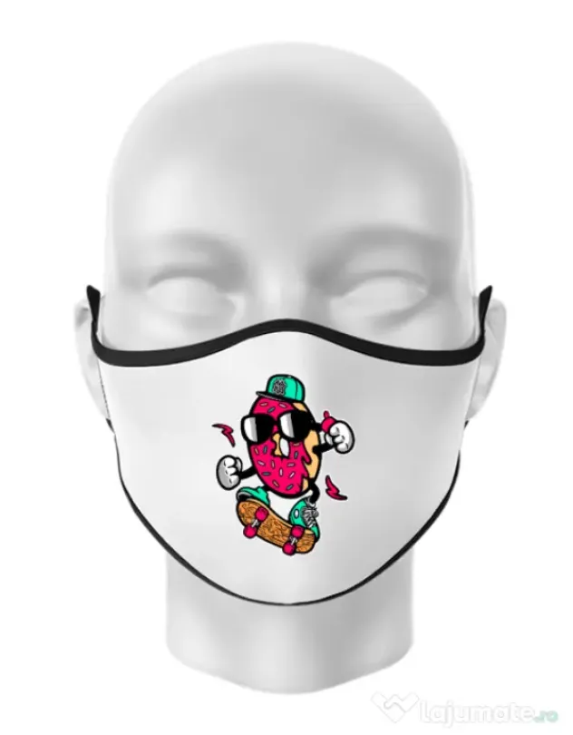 Masca personalizata reutilizabila Donut skater Alb