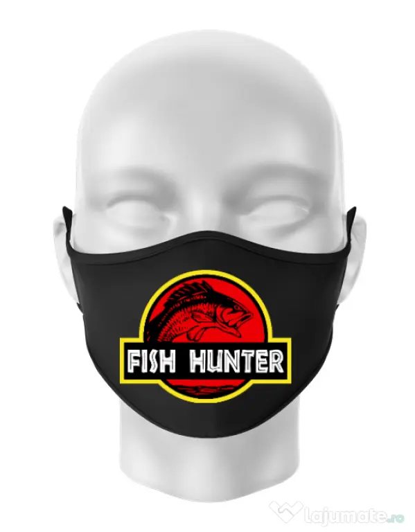 Masca personalizata reutilizabila Fish hunter Negru
