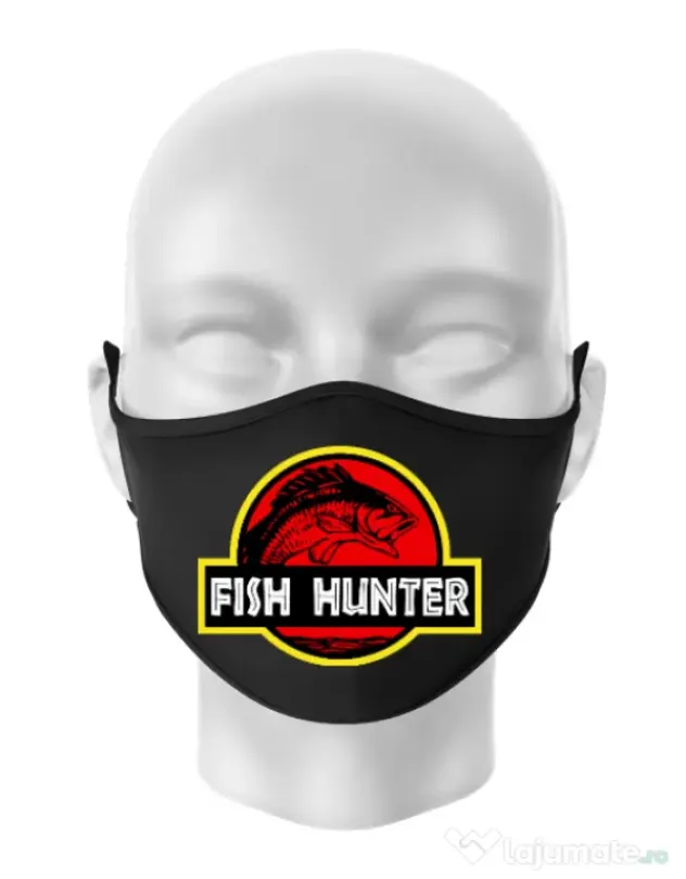 Masca personalizata reutilizabila Fish hunter Negru