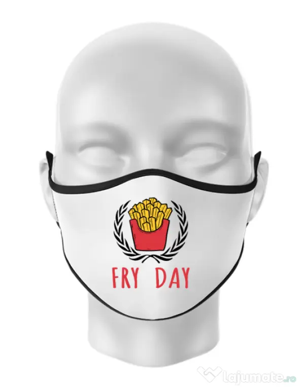 Masca personalizata reutilizabila Fry Day Alb