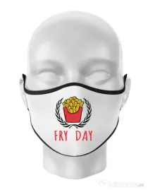 Masca personalizata reutilizabila Fry Day Alb