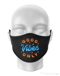 Masca personalizata reutilizabila Good vibes only Negru