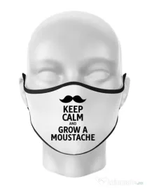 Masca personalizata reutilizabila Grow a moustache Alb