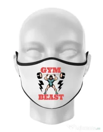 Masca personalizata reutilizabila Gym Beast Alb