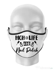 Masca personalizata reutilizabila High on life Alb