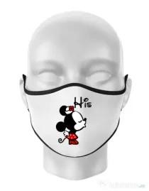 Masca personalizata reutilizabila His Minnie Alb