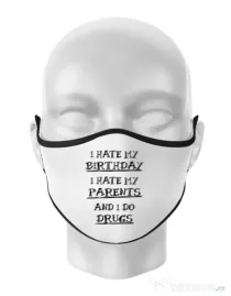 Masca personalizata reutilizabila I hate Alb