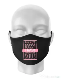 Masca personalizata reutilizabila I’m not bossy Negru