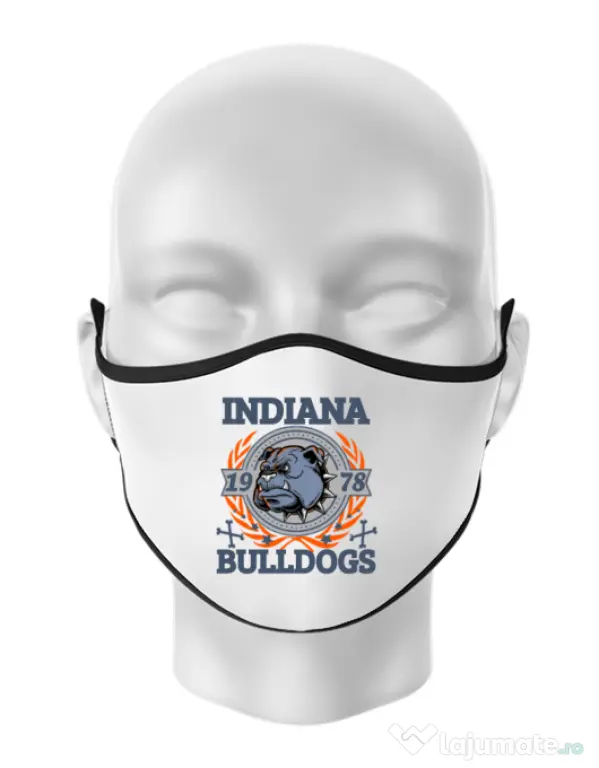 Masca personalizata reutilizabila Indiana Bulldogs Alb