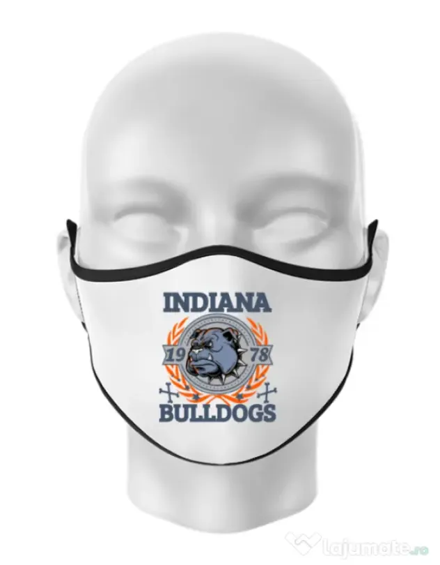 Masca personalizata reutilizabila Indiana Bulldogs Alb