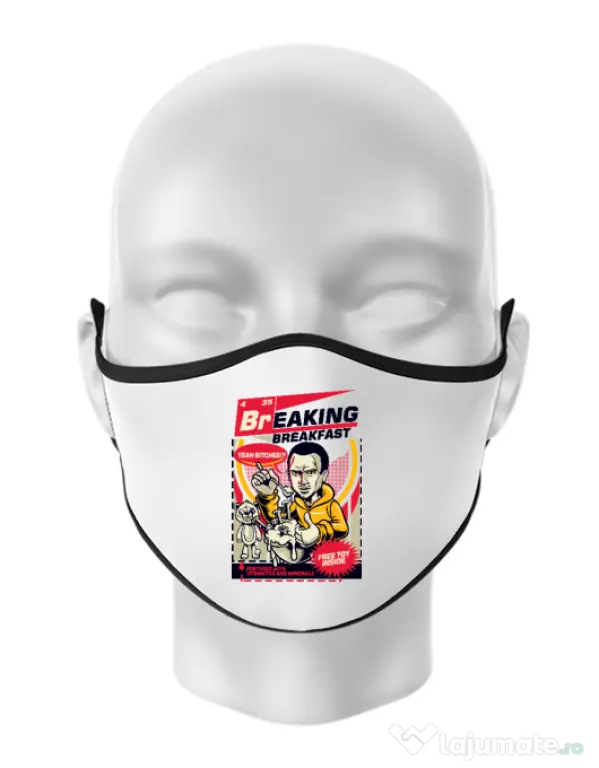 Masca personalizata reutilizabila Jesse breakfast Alb