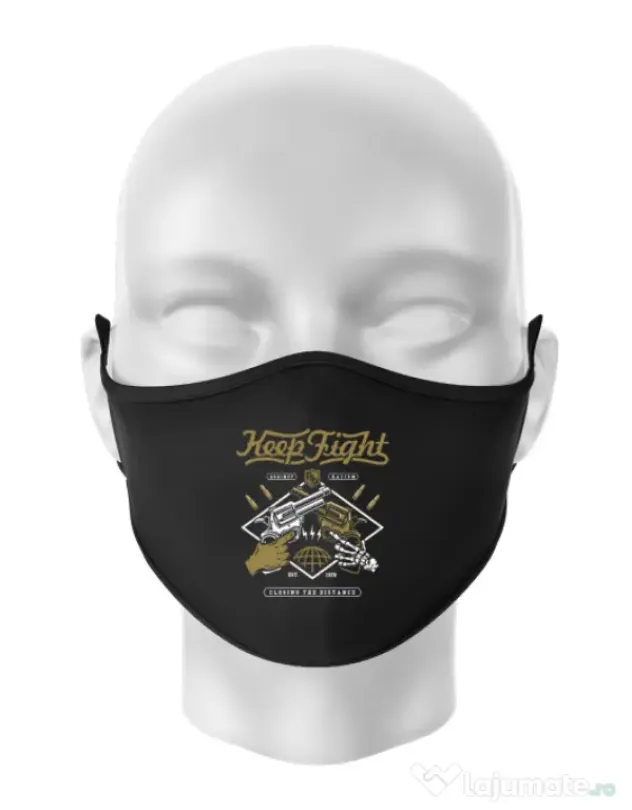 Masca personalizata reutilizabila Keep Fight Negru