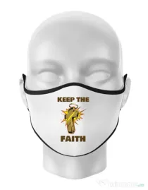 Masca personalizata reutilizabila Keep the Faith Alb