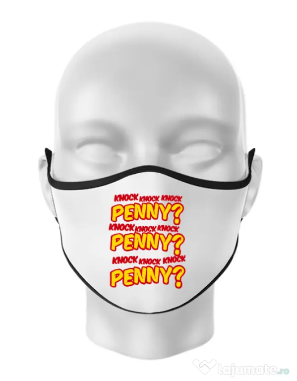 Masca personalizata reutilizabila Knock Penny Alb