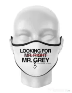 Masca personalizata reutilizabila Looking for Mr Grey Alb