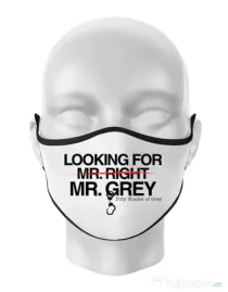 Masca personalizata reutilizabila Looking for Mr Grey Alb