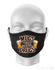 Masca personalizata reutilizabila Mugs not drugs Negru
