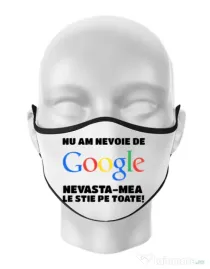 Masca personalizata reutilizabila Nu am nevoie de google Alb