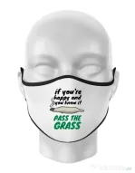 Masca personalizata reutilizabila Pass the grass Alb