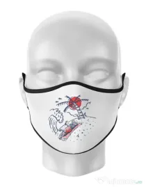 Masca personalizata reutilizabila Relax Skeleton Alb