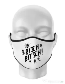Masca personalizata reutilizabila Rich bitch Alb