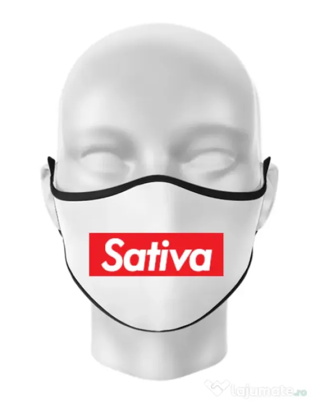 Masca personalizata reutilizabila Sativa Alb