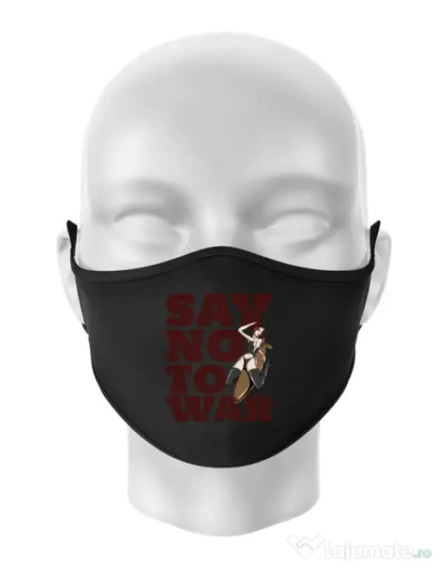 Masca personalizata reutilizabila Say no to war Negru