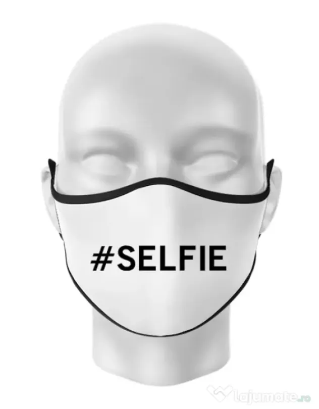 Masca personalizata reutilizabila Selfie Alb