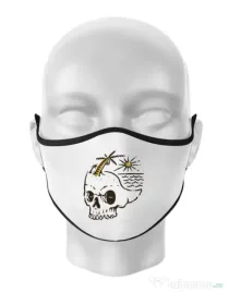Masca personalizata reutilizabila Skull Island Alb