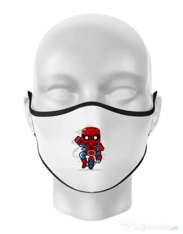Masca personalizata reutilizabila Spidey Minibike Alb