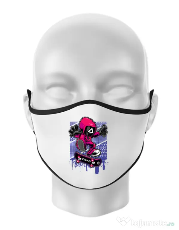 Masca personalizata reutilizabila Squid Game 3 Alb