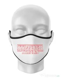 Masca personalizata reutilizabila Stranger things outline Alb