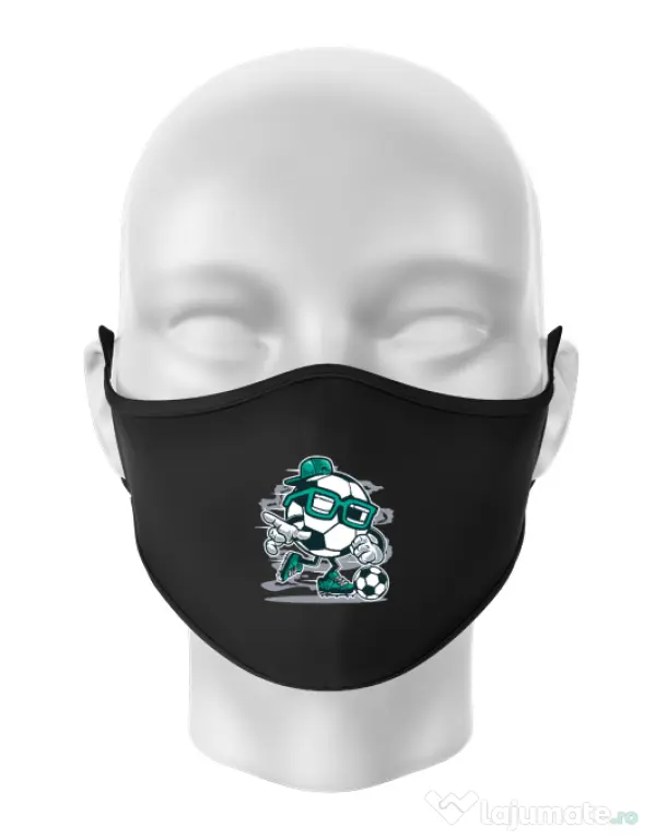 Masca personalizata reutilizabila Street Soccer Negru