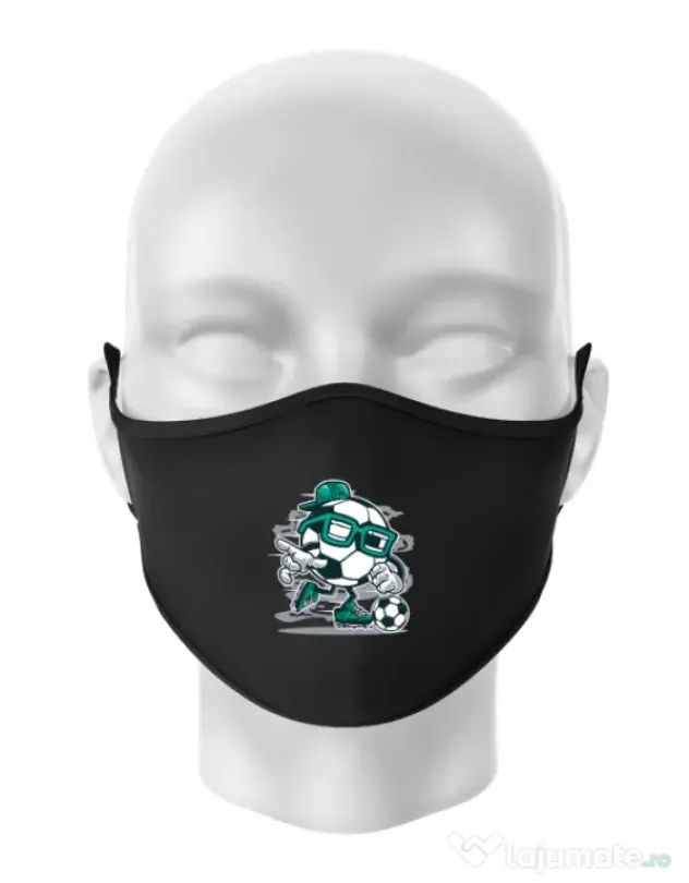 Masca personalizata reutilizabila Street Soccer Negru