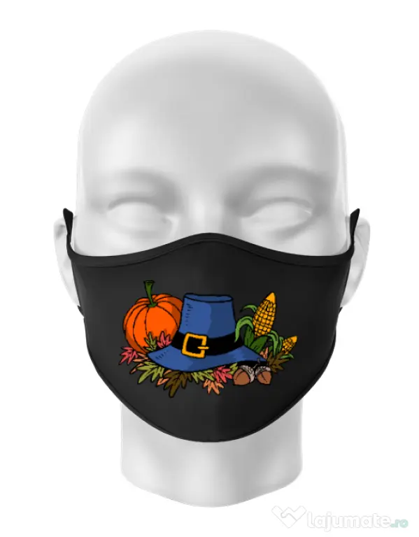 Masca personalizata reutilizabila Thank Giving Negru