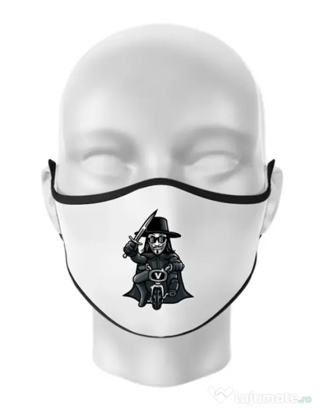 Masca personalizata reutilizabila Vendetta Biker Alb