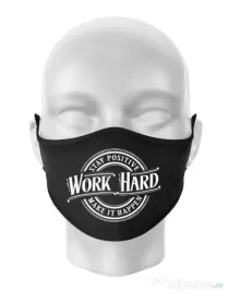 Masca personalizata reutilizabila Work Hard Negru
