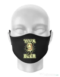 Masca personalizata reutilizabila Yoga beer Negru
