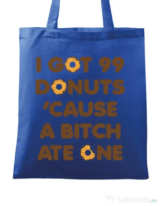 Sacosa din panza 99 Donuts Albastru regal