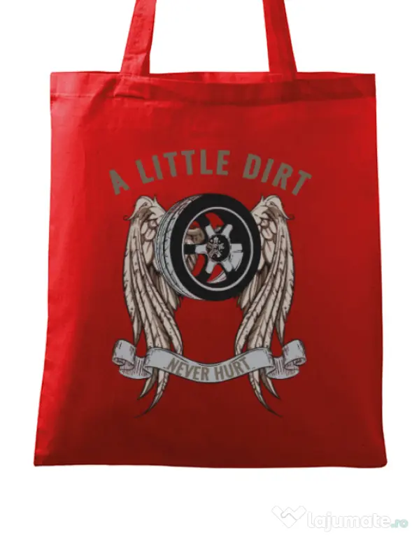 Sacosa din panza A little dirt Rosu