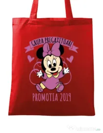 Sacosa din panza Absolvire Minnie Mouse Rosu