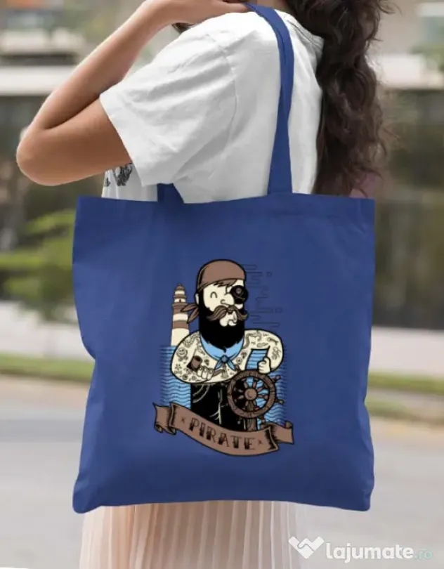 Sacosa din panza Adventure of the Sea Albastru regal