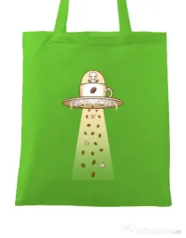 Sacosa din panza Alien Coffee Invasion Verde mar