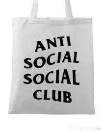Sacosa din panza Anti social Club Alb
