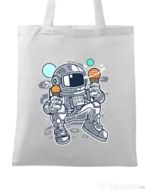 Sacosa din panza Astronaut Ice Cream Alb