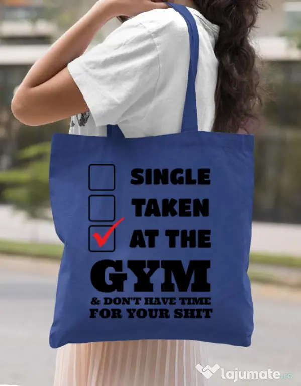 Sacosa din panza At the gym Albastru regal