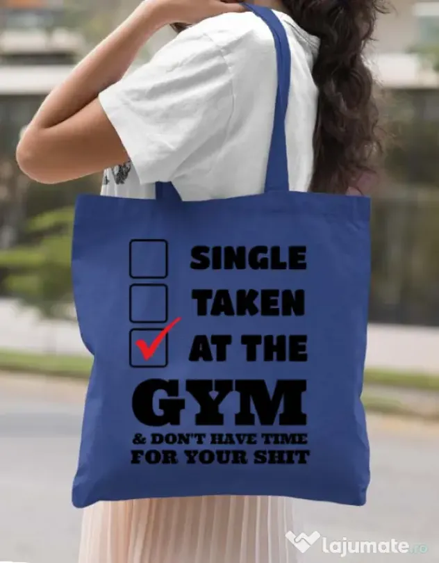 Sacosa din panza At the gym Albastru regal